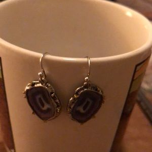 Purple geode earrings. These earrings are a slice of a purple geode.